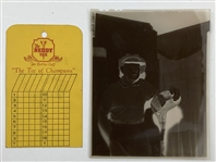 Two Joe Kirkwood Golf Memorabilia Items Including Exhibition Tag and Large Format Negative