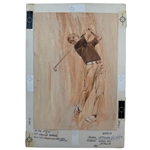 Original 1974 Mid-Century Style Golf Illustration Likely Used to Make Prints