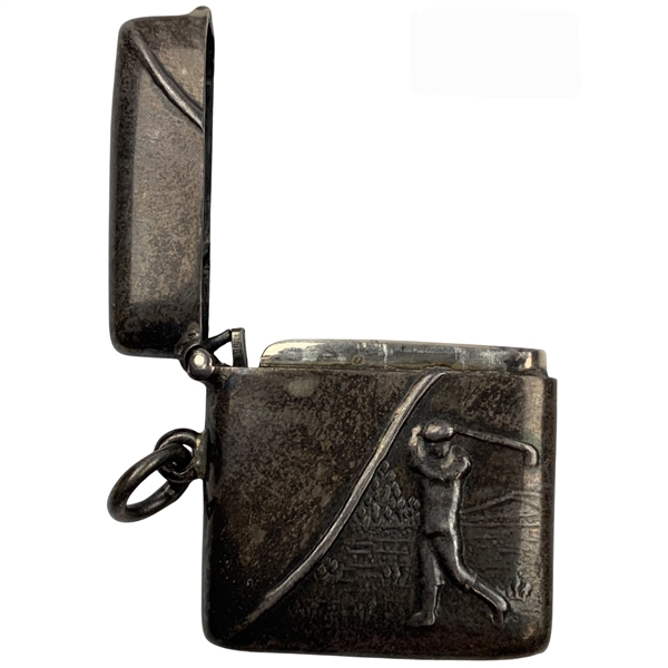 Vintage Webster Company Sterling Silver Golfing Scene Vesta Case