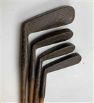Set of Eight Antique Hickory Shaft Golf Clubs Including Banner and Burke Maker Marks