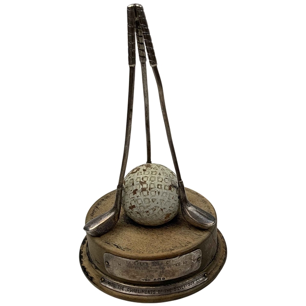 A Sterling Silver and Wood Presentation Golf Trophy Keighley Golf Club Bryce Cup 1927
