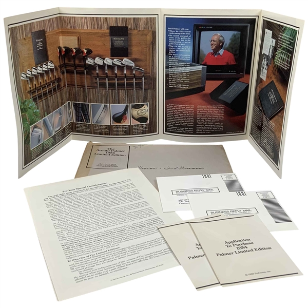 A Collection of 1983 Arnold Palmer Limited Edition Commemorative Golf Set Marketing Ephemera