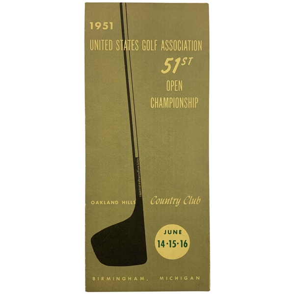 1951 US Open Souvenir Guide w/ Course Map - Hogan Win