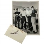 Arnold Palmer Hand-Signed Autograph Card and Vintage Golf Photograph Featuring The Big Three JSA ALOA