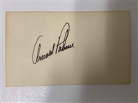 Arnold Palmer Signed Index Card and Jack Nicklaus Ken Venturi Laurel Valley Press Photograph JSA ALOA
