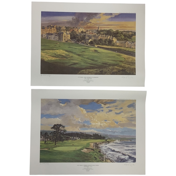 Kenneth Reed, A Pair of Artists Proof Golf Prints, St Andrews and Pebble Beach