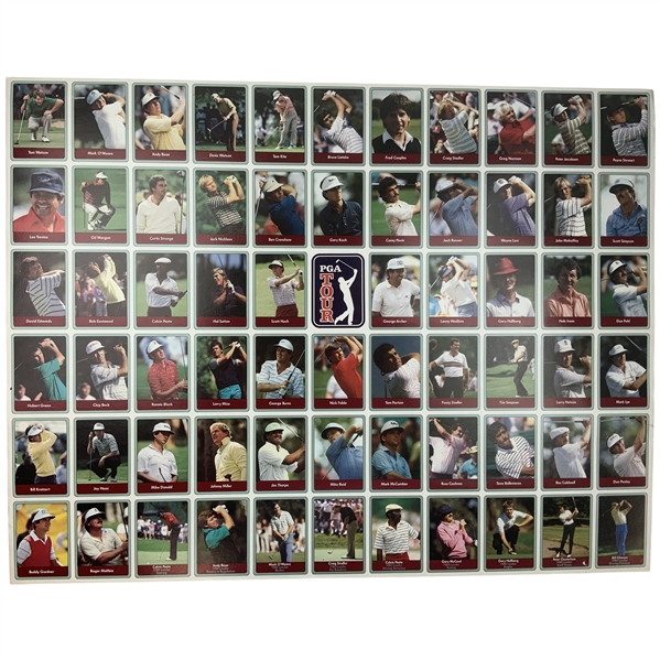 1985 Miller Press PGA Tour Uncut Card Sheet w/ Nicklaus, Payne, Seve & Couples
