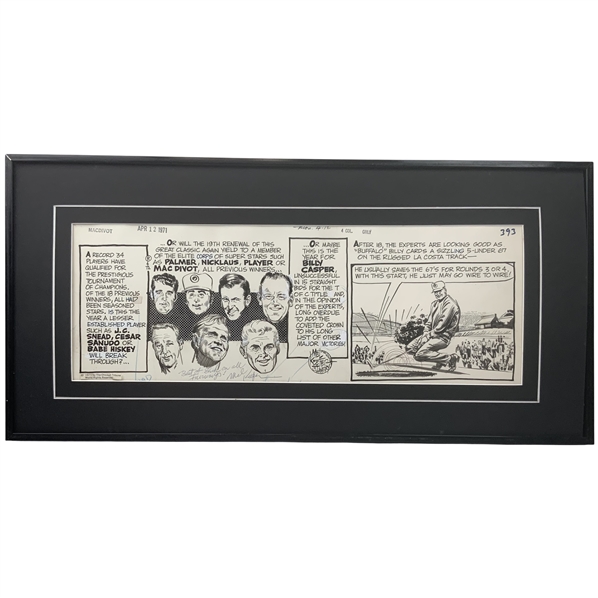 Original 1971 Jack, Arnie & Others  MacDivot Comic Strip Signed by Mel Keefer for Chicago Tribune - Framed