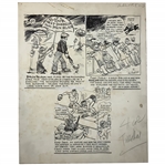 Original 1945 Byron Nelson Sports Cartoon Art Drawing by Bill Simpson for Oakland Post-Enquirer