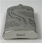 Royal Troon Golf Club Scottish Piper Pewter Hip Flask with Funnel and Presentation Box