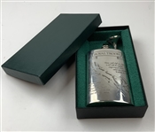 Royal Troon Golf Club Scottish Piper Pewter Hip Flask with Funnel and Presentation Box
