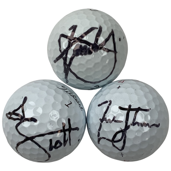 Zach Johnson, Adam Scott & Xander Schauffele Signed Golf Balls JSA ALOA