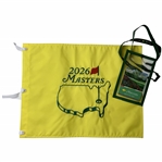 Two 2026 Masters Tournament Commemorative Items Including Embroidered Pin Flag and Spectator Badge