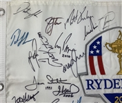 Both Team Signed 2012 Ryder Cup Medinah Country Club Flag JSA ALOA