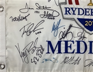 Both Team Signed 2012 Ryder Cup Medinah Country Club Flag JSA ALOA