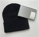Two Masters Tournament Official Merchandise Items Including a Knit Beanie and Lodis Leather Card Holder