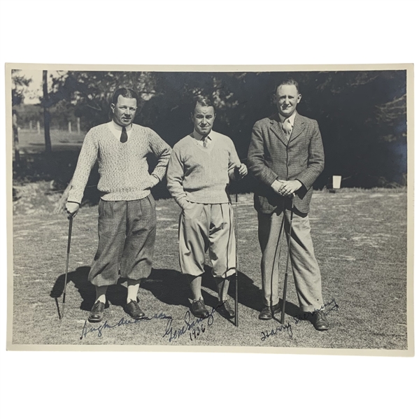 Gene Sarazen Hugh Anderson and Harry Stevenson 1936 Signed The Argus Melbourne Press Photograph JSA ALOA