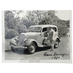 Gene Sarazen Signed Photograph Posing with a 1934 Ford Tudor Sedan