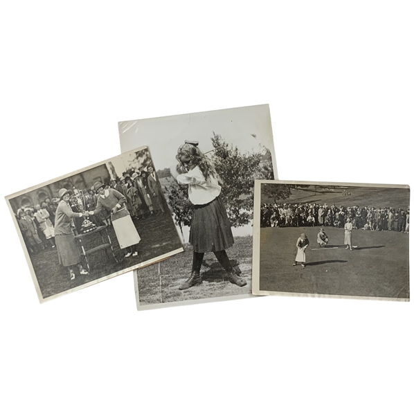 Trio of Original 1923 U.S. Womens Amateur Golf Press Photographs Featuring Edith Cummings and Alexa Stirling