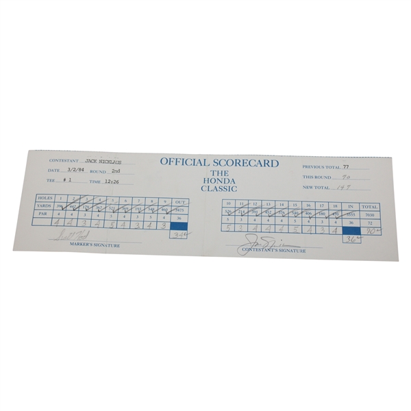 Jack Nicklaus Signed Used 1984 Honda Classic at TPC Eagle Trace Contestant Scorecard