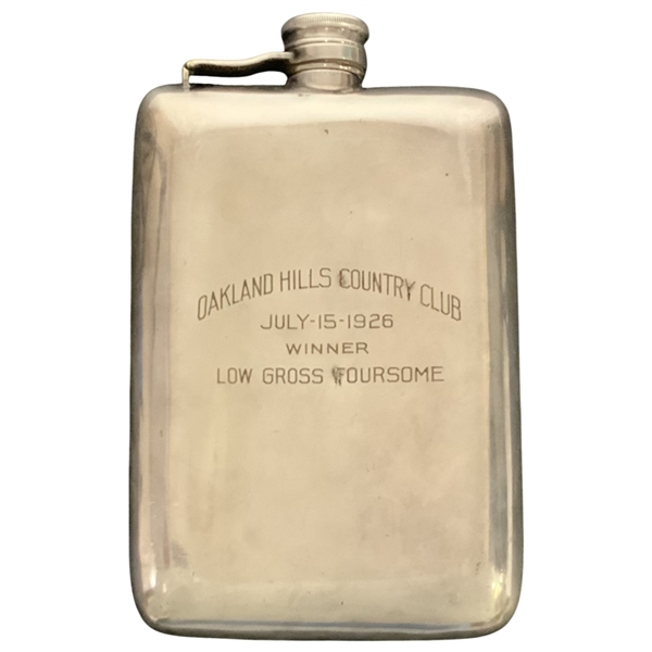 1926 Oakland Hills Country Club Winners Silver-Plated Trophy Hip Flask 