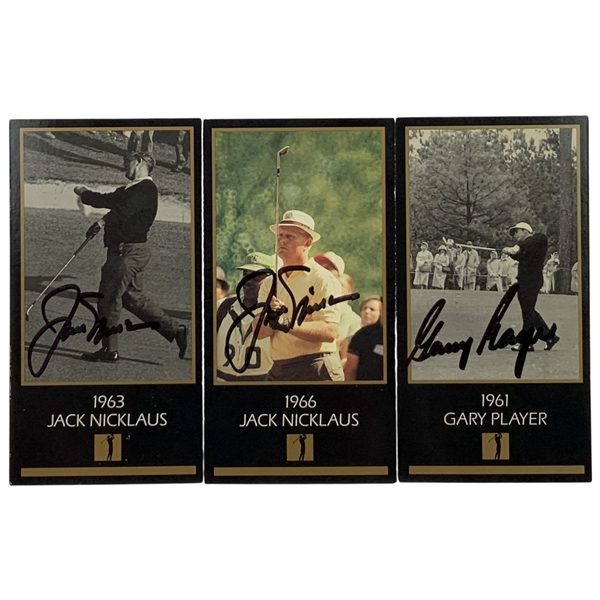 Jack Nicklaus (2) & Gary Player Signed 1993 Grand Slam Ventures Champions of Golf The Masters Collection Cards JSA ALOA