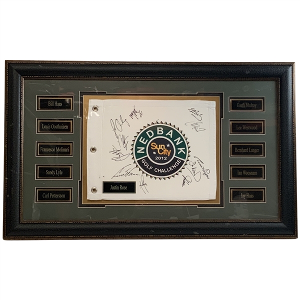 Framed 2012 Nedbank Golf Challenge Multi-Signed Commemorative Flag JSA ALOA