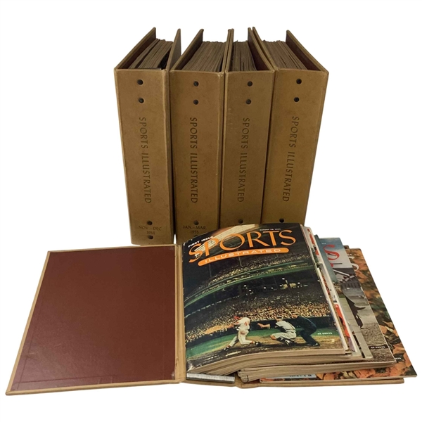 A Collection of 1954-1955 Sports Illustrated Magazines in Original Publisher Binders Including 1st Issue