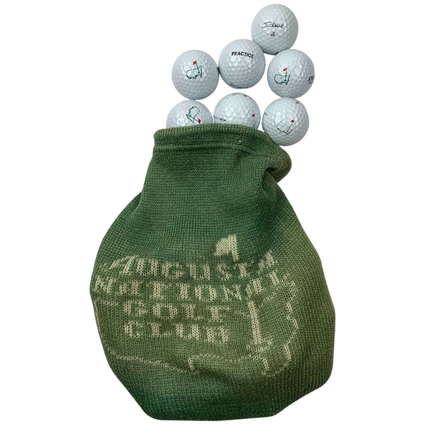 Augusta National Golf Club Logo Golf Balls and Knit Range Bag