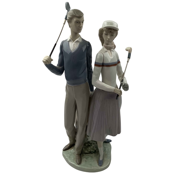 Lladro Glazed Porcelain Golfing Couple Figurine No. 1453