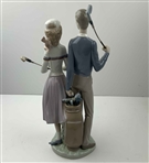 Lladro Glazed Porcelain Golfing Couple Figurine No. 1453