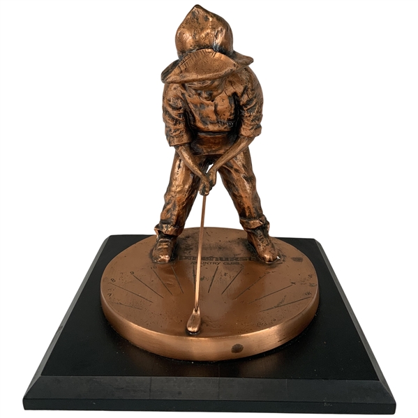 Pinehurst Country Club Putter Boy Metal Sundial Sculpture on Wooden Base