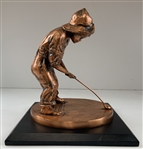 Pinehurst Country Club Putter Boy Metal Sundial Sculpture on Wooden Base