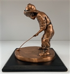 Pinehurst Country Club Putter Boy Metal Sundial Sculpture on Wooden Base