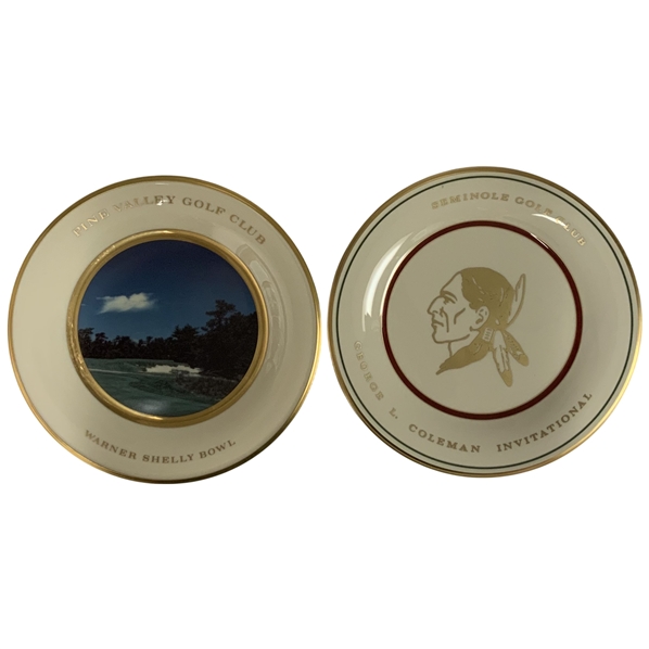Two Lenox Porcelain Commemorative Golf Plates Pine Valley and Seminole Golf Clubs