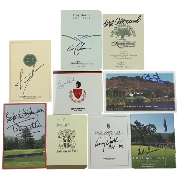 A Collection of Nine Professional Golf Course Scorecards Signed by Major Champions and Hall of Fame Members JSA ALOA