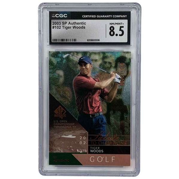 2003 Upper Deck SP Authentic Salute to Champions Tiger Woods Number 102 Graded CGC 8.5 NM/MINT+