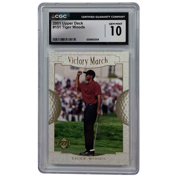 2001 Upper Deck Victory March Tiger Woods Rookie Card #151 CGC 10 Gem Mint