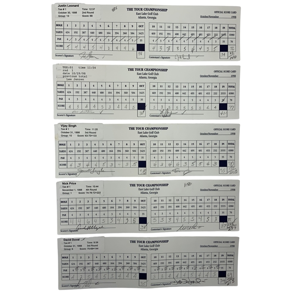 Singh, Price, Duval & Seven Others Signed 1998 Tour Championship Official Scorecards
