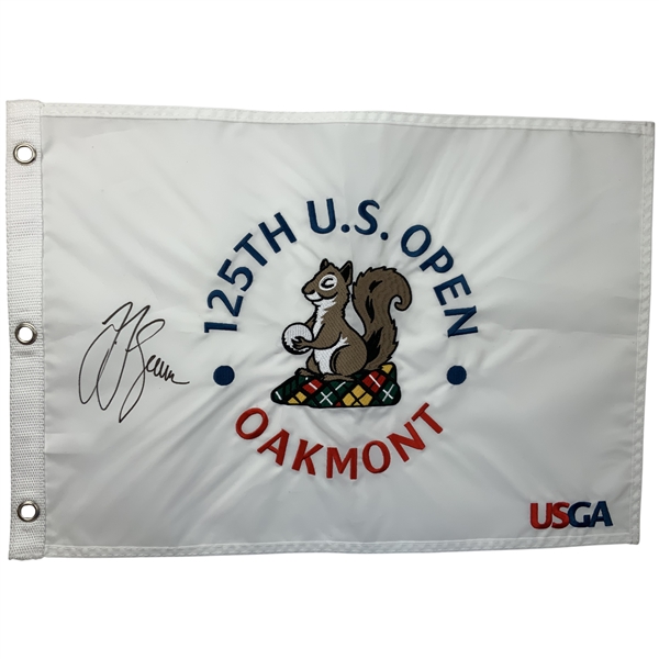 J.J. Spaun Signed Official USGA 125th U.S. Open Oakmont Country Club Golf Flag JSA ALOA