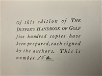 1926 The Duffer's Handbook of Golf by Grantland Rice and Clare Briggs Signed Ltd Ed First Printing JSA ALOA