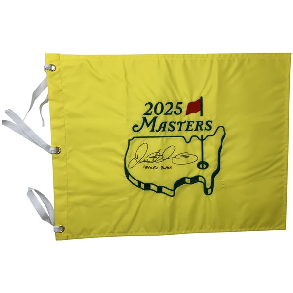 Rory Mcilroy Signed 2025 Masters Tournament Embroidered Flag w/ Grand Slam  JSA ALOA