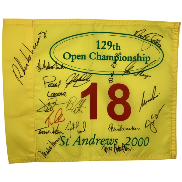 Jack, Watson, Player & 14 Champs Signed 2000 Open Championship at St. Andrews Flag JSA ALOA