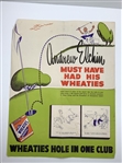 Wheaties Hole In One Club Poster, Masters Practice Balls, and Autographs JSA ALOA