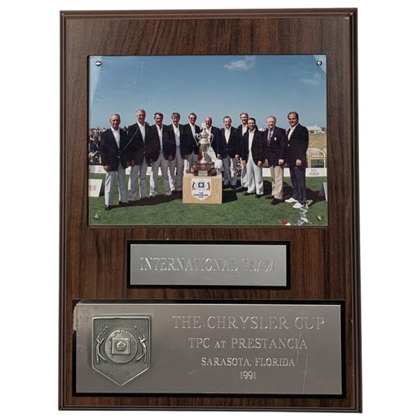 Gary Players 1991 Chrysler Cup International Team Gifted Plaque