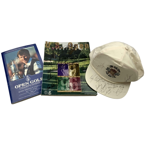 Seve Ballesteros & Field Signed 1989 US Open Hat, 1996 US Open and 1991 Open Programs JSA ALOA