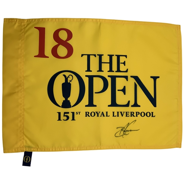 Brian Harman Signed 2023 151st Open Championship Royal Liverpool Pin Flag JSA ALOA