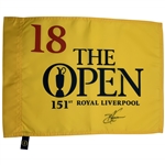 Brian Harman Signed 2023 151st Open Championship Royal Liverpool Pin Flag JSA ALOA