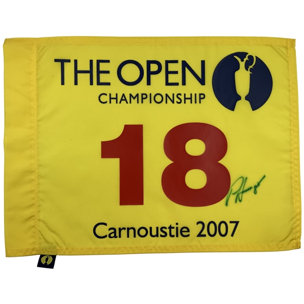 Padraig Harrington Signed 2007 Open Championship at Carnoustie Flag JSA ALOA