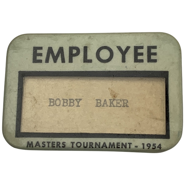 1954 Masters Tournament Employee Identification Badge - Snead Playoff Win over Hogan